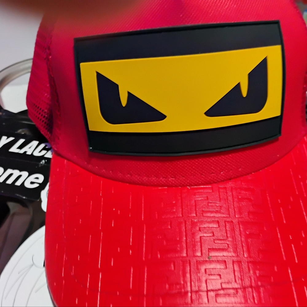 Fendi Red Cap with Evil Eye Design